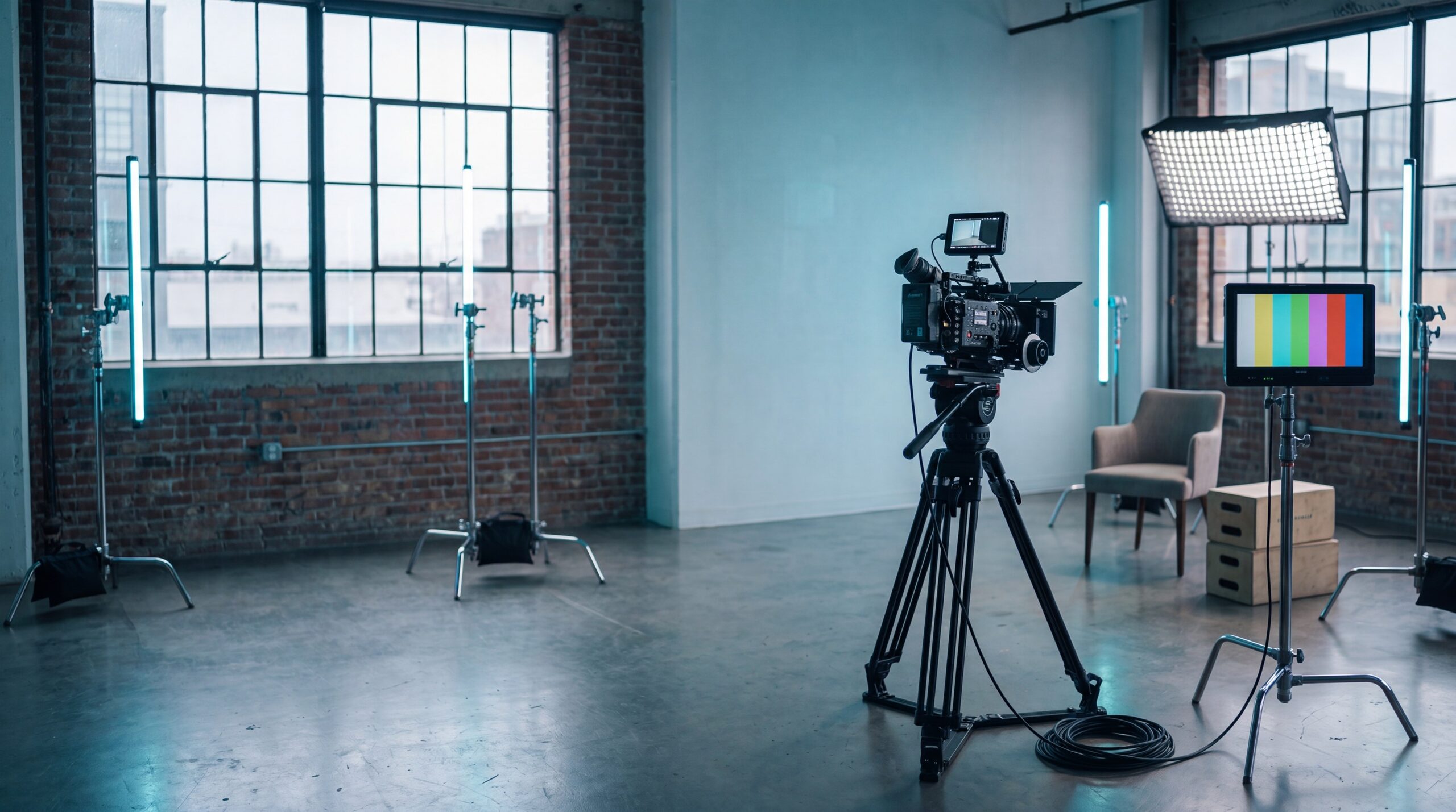 Set für einen Unternehmensfilm im Loft-Büro